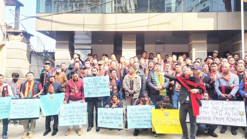 BJP Kohima members during the protest on January 23